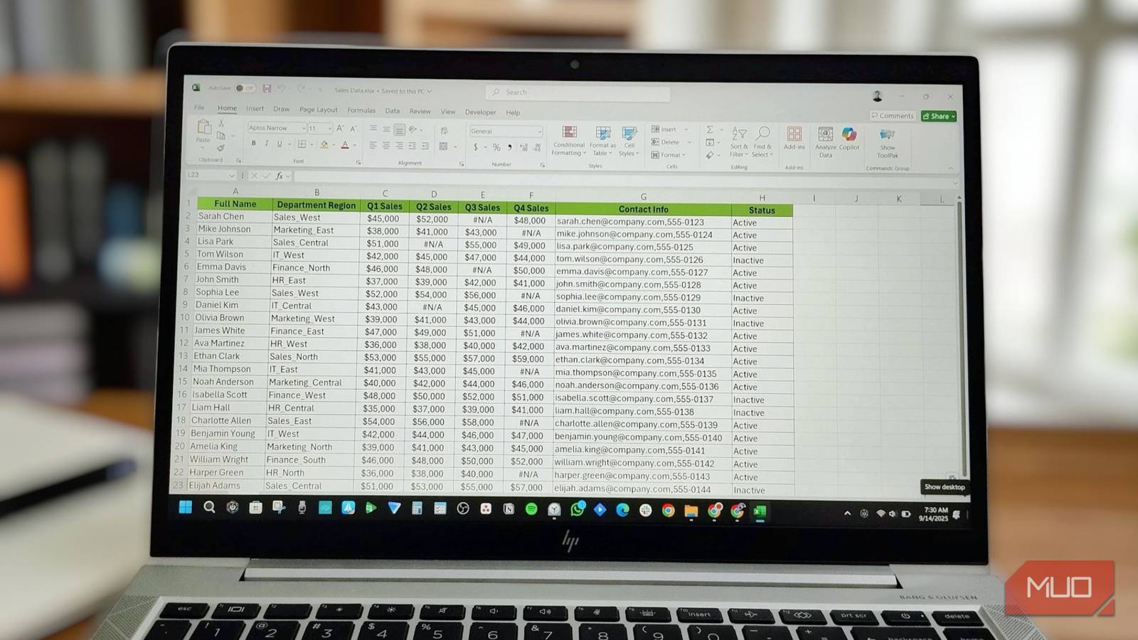 excel-spreadsheet-on-a-hp-elitebook